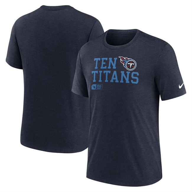 Men's Tennessee Titans Navy Overlap Lockup Tri-Blend T-Shirt